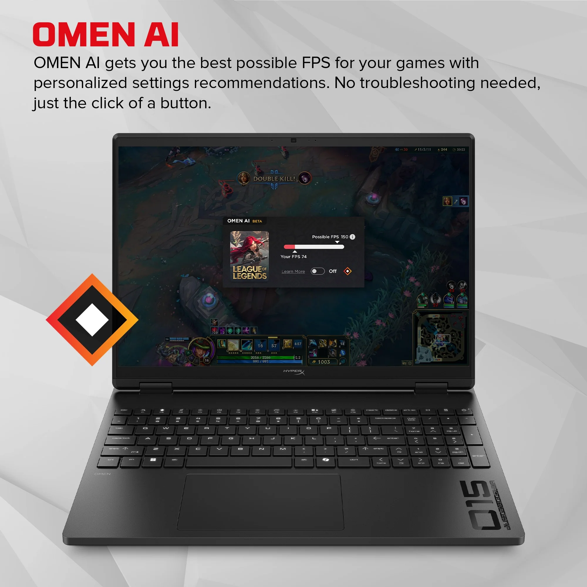 HyperX OMEN 15 inch Gaming Laptop PC 15-ga0002na, Windows 11 Home, 15.3", Intel® Core™ i7, 16GB RAM, 1TB SSD, NVIDIA® GeForce RTX™ 5060, 2.5K, Shadow black - Image 4