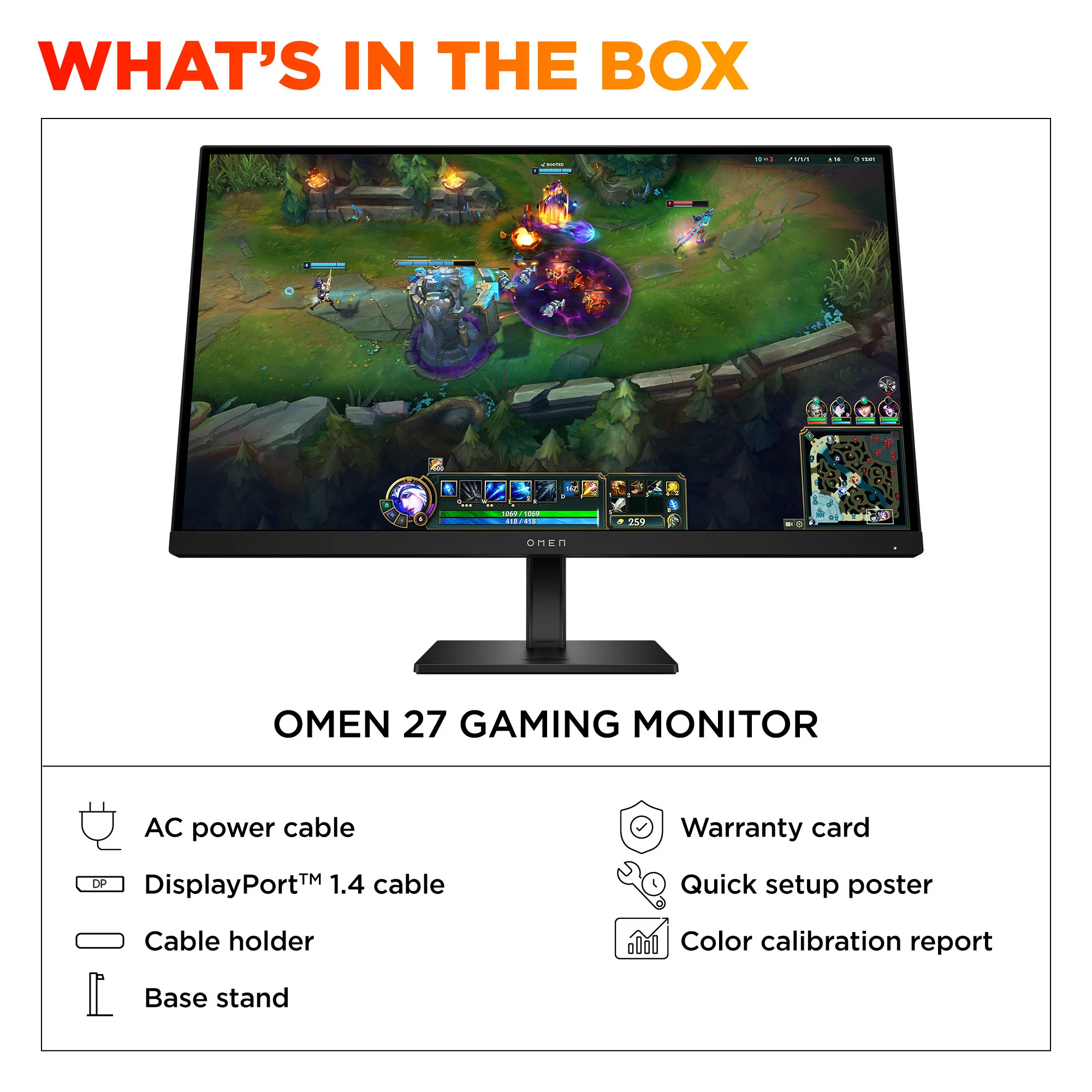 OMEN 27 inch FHD 180Hz Gaming Monitor - OMEN 27 G2, 180 Hz, 95% Display P3, IPS; LCD, No integrated camera, HP Eye Ease (Eyesafe® certified) - Image 11