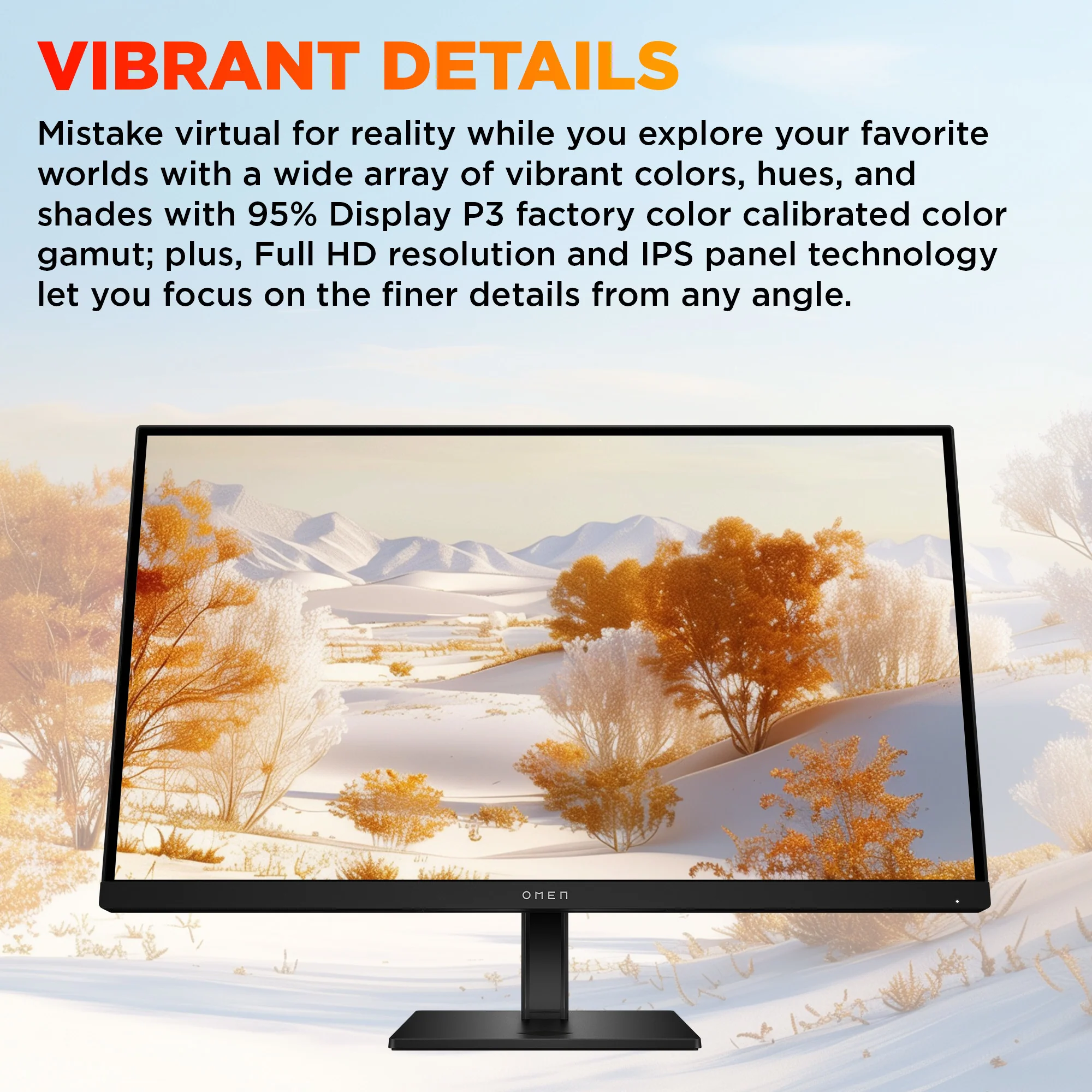 OMEN 27 inch FHD 180Hz Gaming Monitor - OMEN 27 G2, 180 Hz, 95% Display P3, IPS; LCD, No integrated camera, HP Eye Ease (Eyesafe® certified) - Image 3