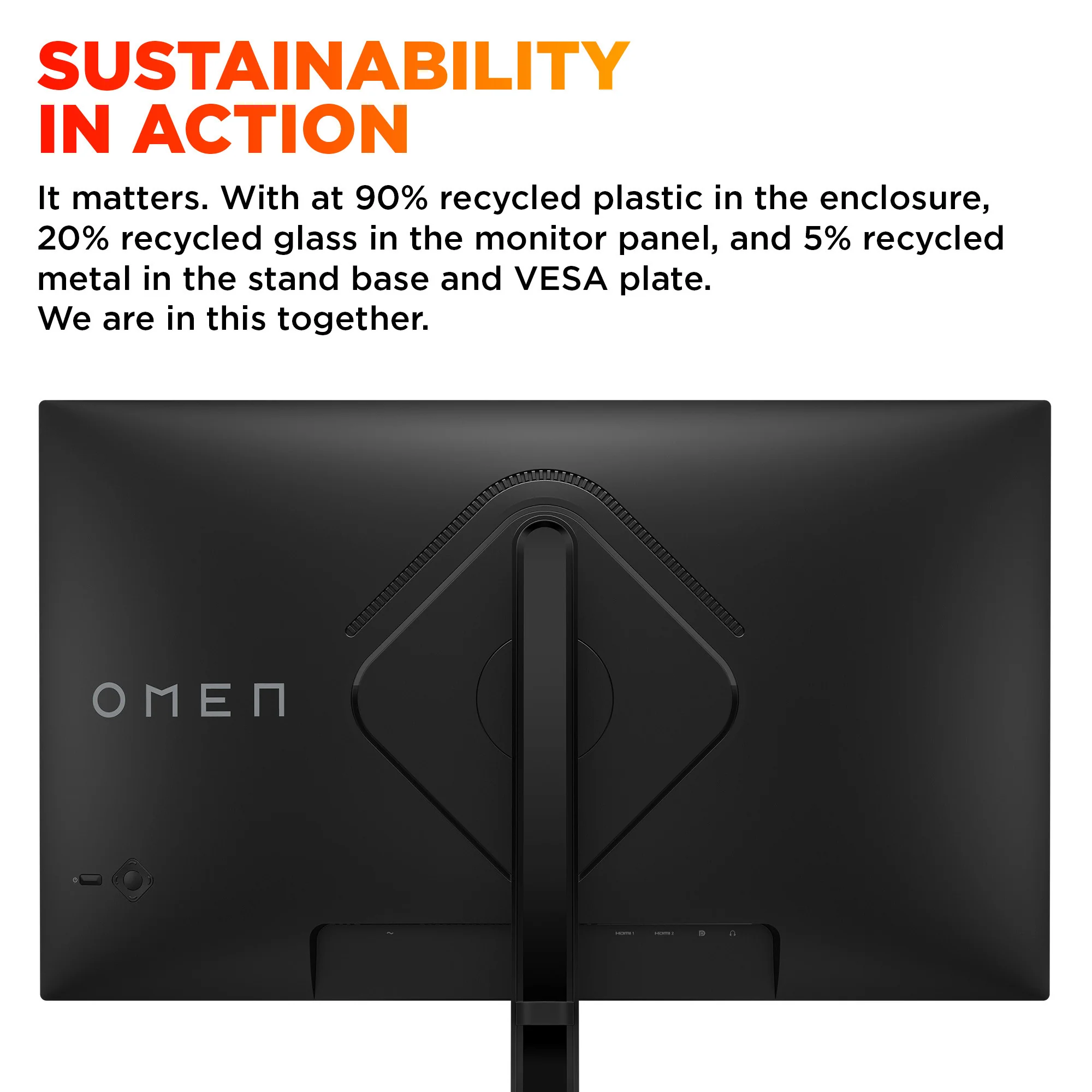 OMEN 27 inch FHD 180Hz Gaming Monitor - OMEN 27 G2, 180 Hz, 95% Display P3, IPS; LCD, No integrated camera, HP Eye Ease (Eyesafe® certified) - Image 6