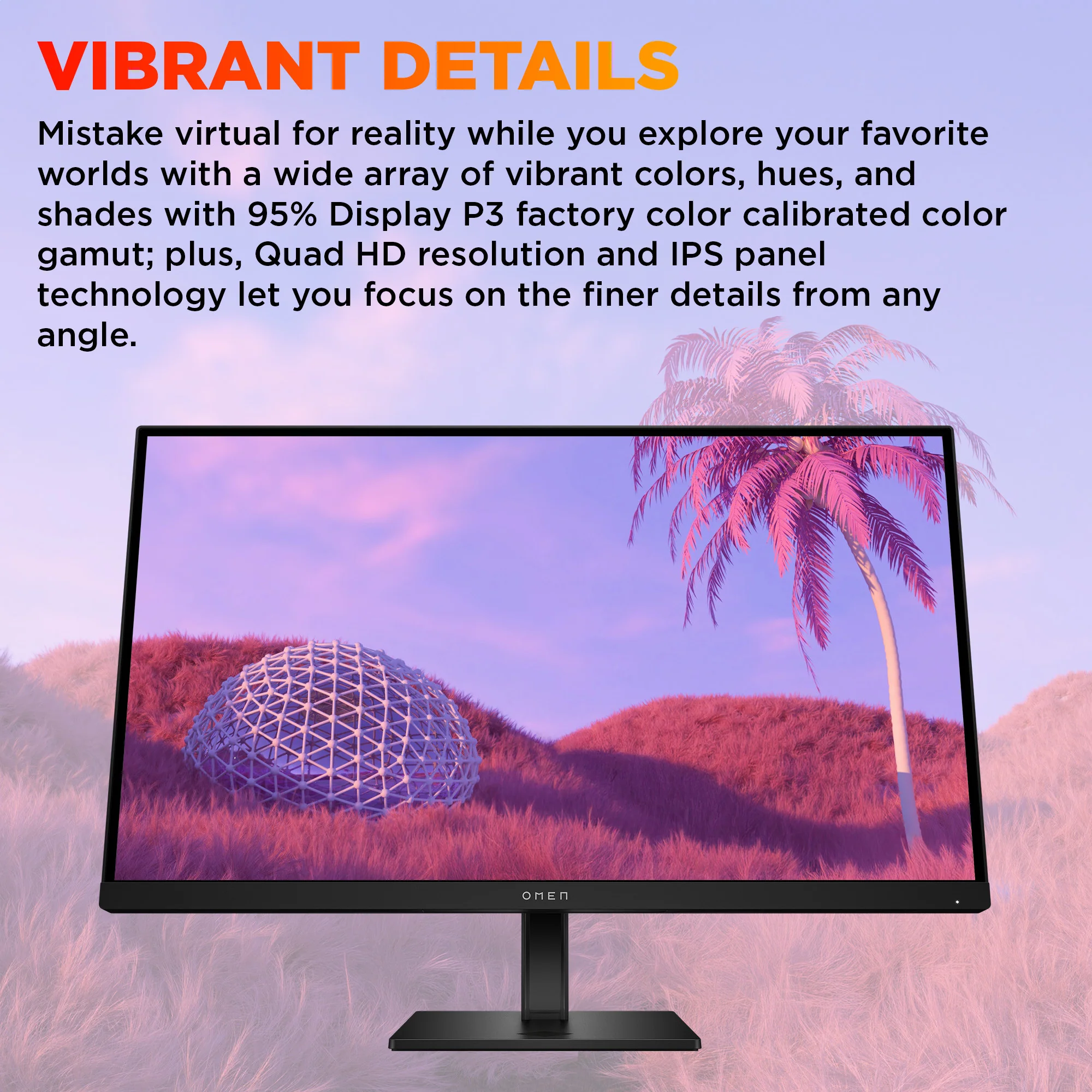 OMEN 27 inch QHD 180Hz Gaming Monitor - OMEN 27q G2, 180 Hz, 95% Display P3, IPS; LCD, No integrated camera, HP Eye Ease (Eyesafe® certified) - Image 3