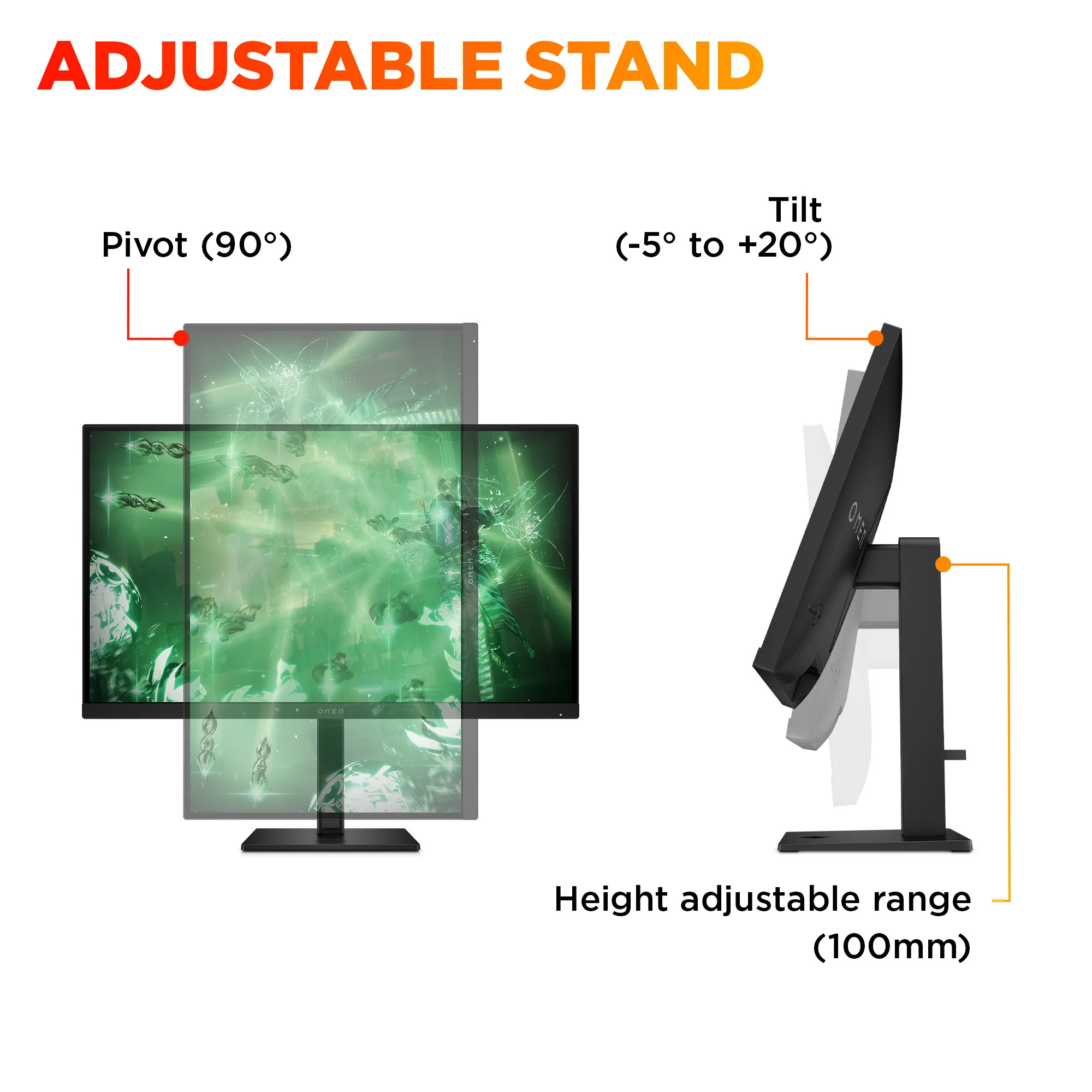 OMEN 27 inch QHD 180Hz Gaming Monitor - OMEN 27q G2, 180 Hz, 95% Display P3, IPS; LCD, No integrated camera, HP Eye Ease (Eyesafe® certified) - Image 8