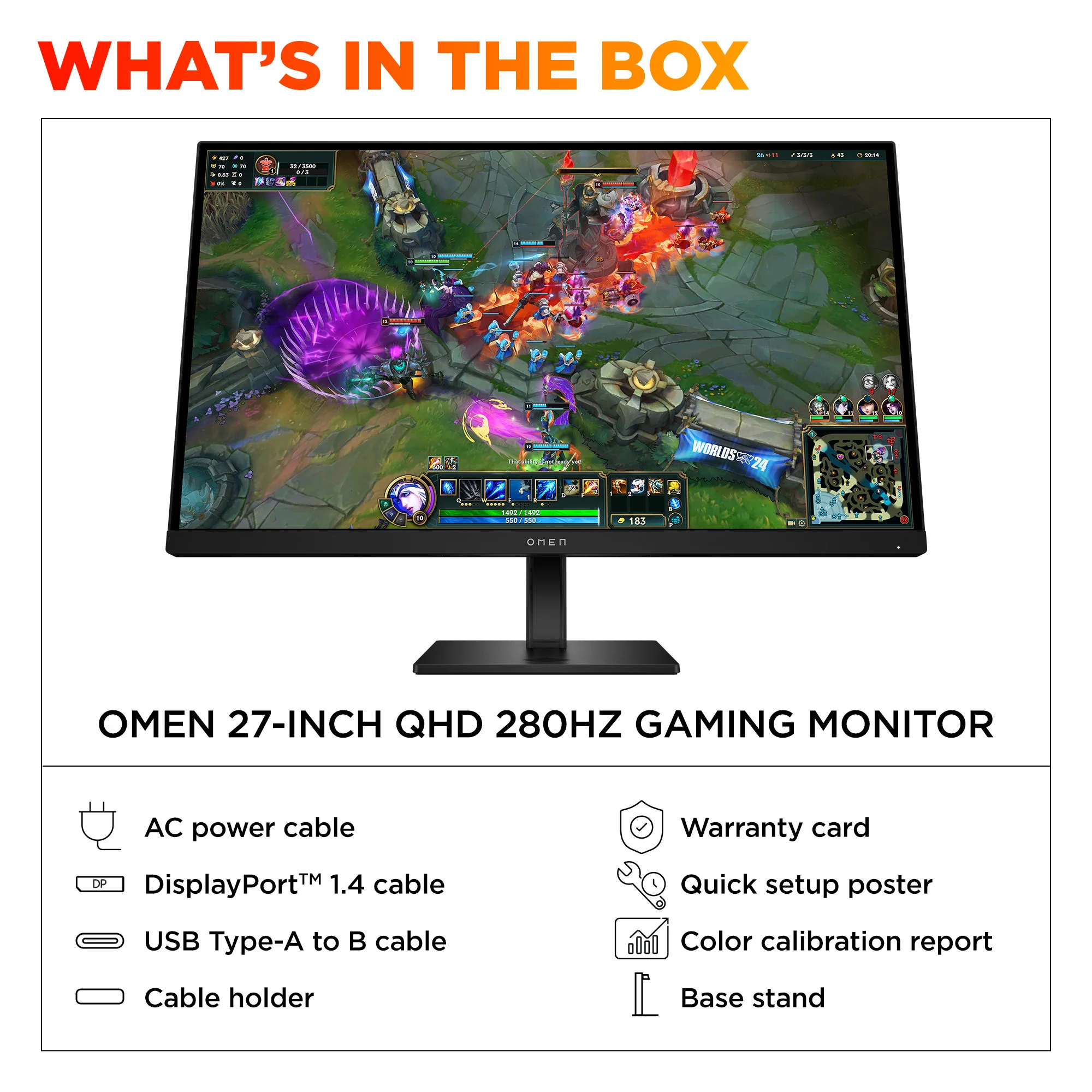 OMEN 27 inch QHD 280Hz Gaming Monitor - OMEN 27qs G2, 280 Hz, 95% Display P3, IPS Black; LCD, No integrated camera, HP Eye Ease (Eyesafe® certified) - Image 10