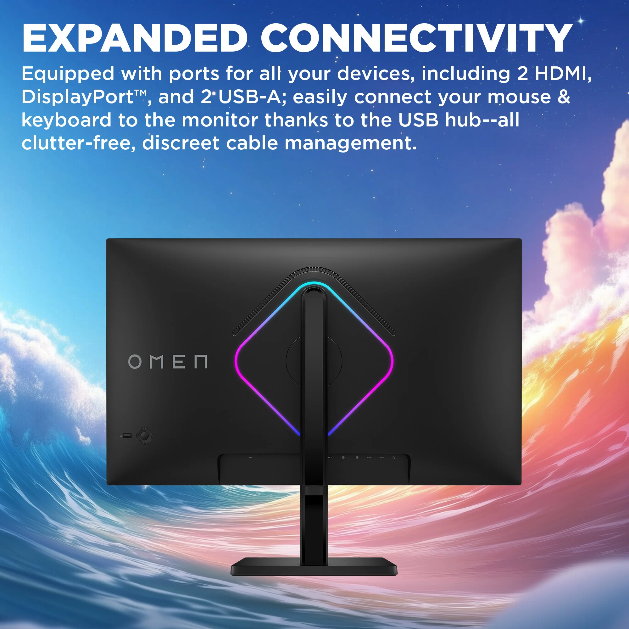 OMEN 27 inch QHD 280Hz Gaming Monitor - OMEN 27qs G2, 280 Hz, 95% Display P3, IPS Black; LCD, No integrated camera, HP Eye Ease (Eyesafe® certified) - Image 4