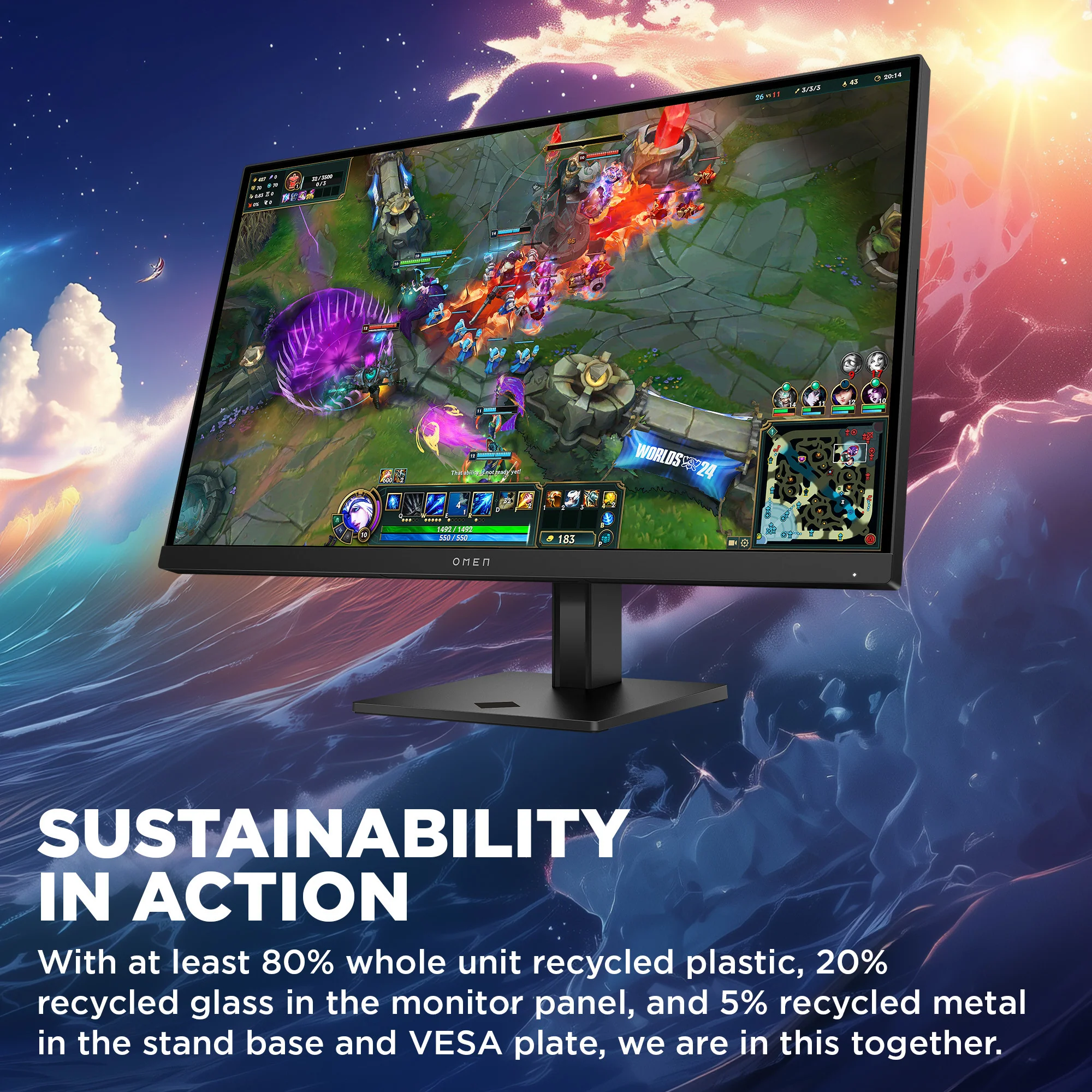 OMEN 27 inch QHD 280Hz Gaming Monitor - OMEN 27qs G2, 280 Hz, 95% Display P3, IPS Black; LCD, No integrated camera, HP Eye Ease (Eyesafe® certified) - Image 5