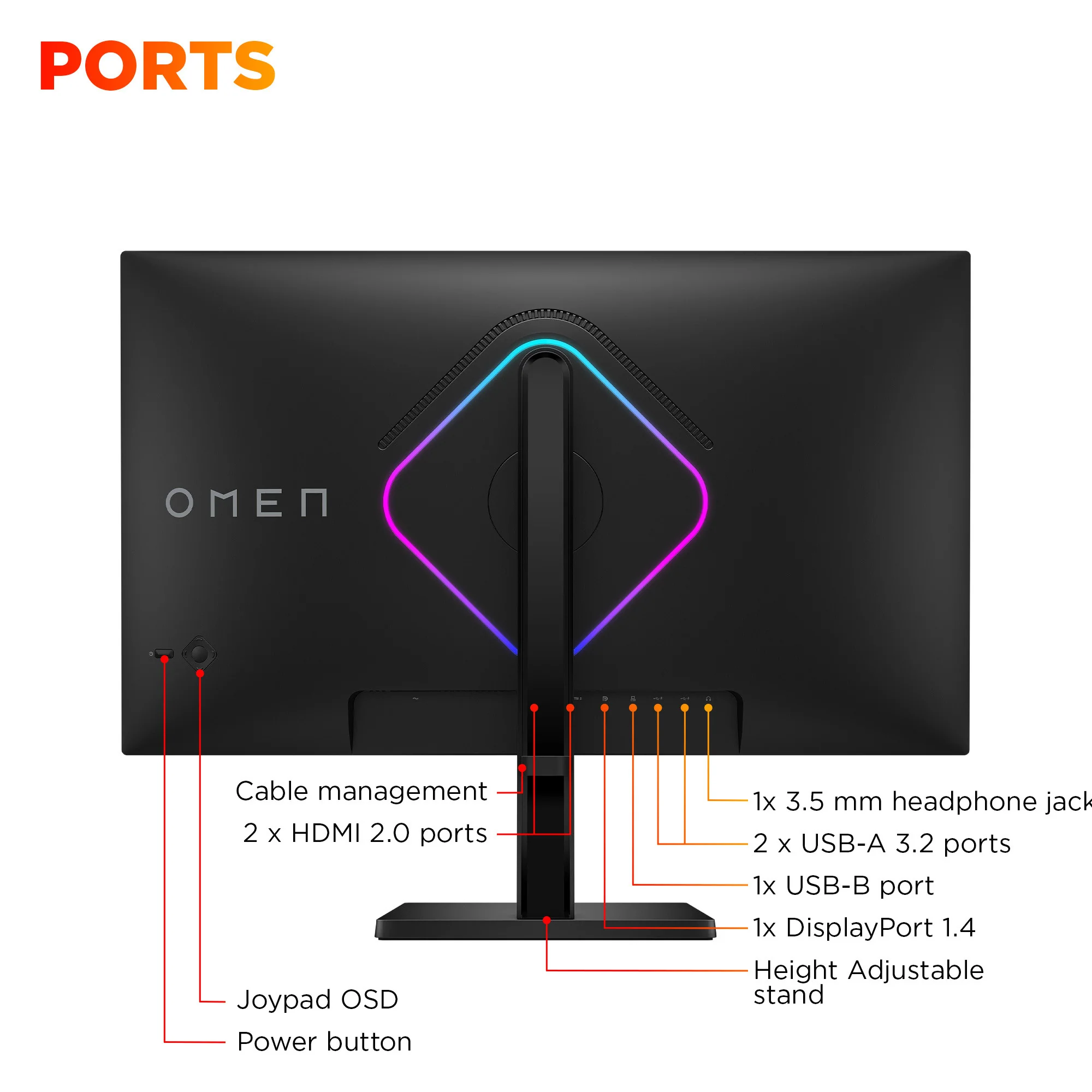 OMEN 27 inch QHD 280Hz Gaming Monitor - OMEN 27qs G2, 280 Hz, 95% Display P3, IPS Black; LCD, No integrated camera, HP Eye Ease (Eyesafe® certified) - Image 9