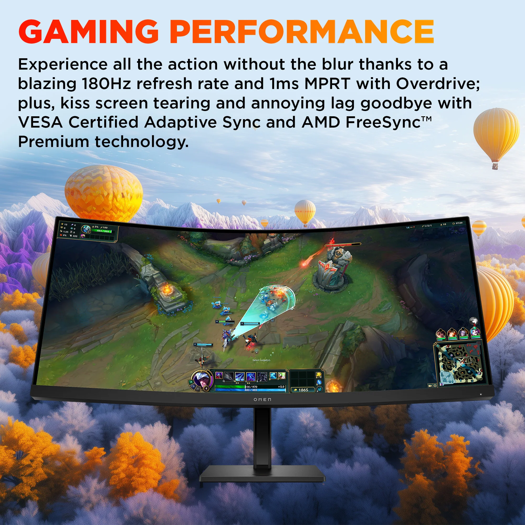 OMEN 34 inch WQHD 180Hz Curved Gaming Monitor - OMEN 34c G2, 180 Hz, 99% sRGB; 95% Display P3, VA; LCD, No integrated camera, HP Eye Ease (Eyesafe® certified) - Image 3