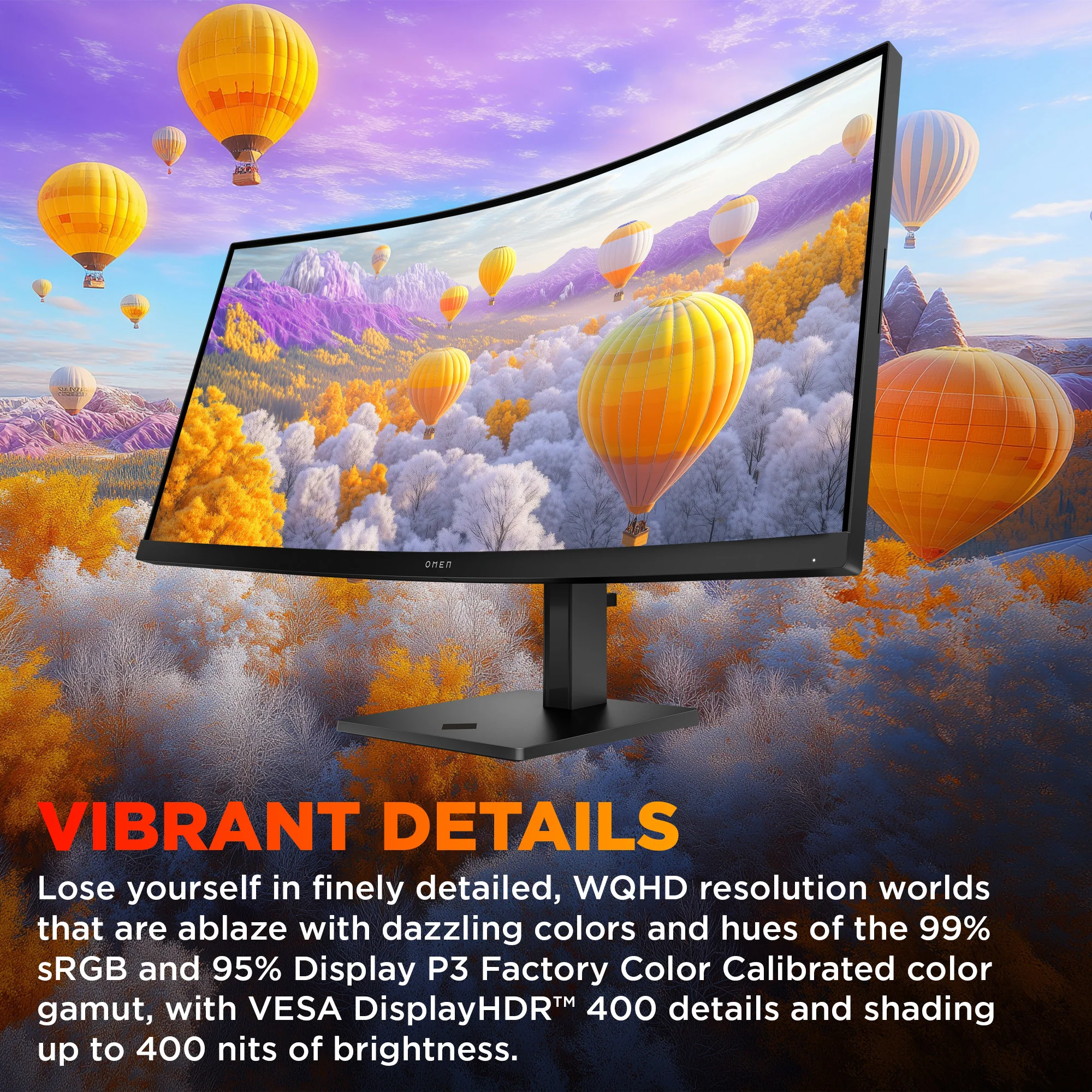 OMEN 34 inch WQHD 180Hz Curved Gaming Monitor - OMEN 34c G2, 180 Hz, 99% sRGB; 95% Display P3, VA; LCD, No integrated camera, HP Eye Ease (Eyesafe® certified) - Image 4