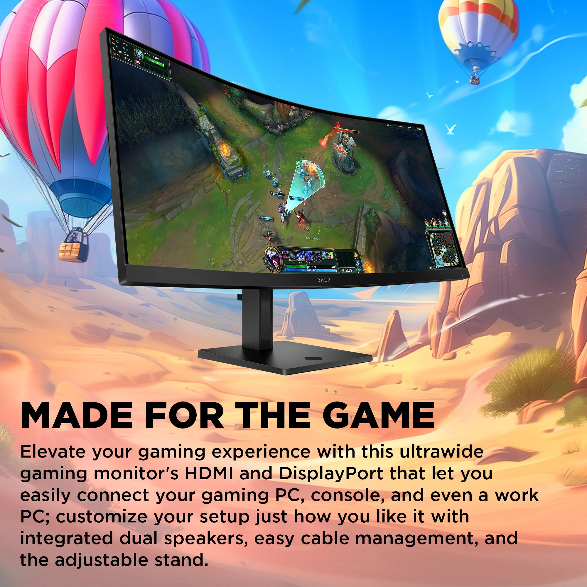 OMEN 34 inch WQHD 180Hz Curved Gaming Monitor - OMEN 34c G2, 180 Hz, 99% sRGB; 95% Display P3, VA; LCD, No integrated camera, HP Eye Ease (Eyesafe® certified) - Image 5