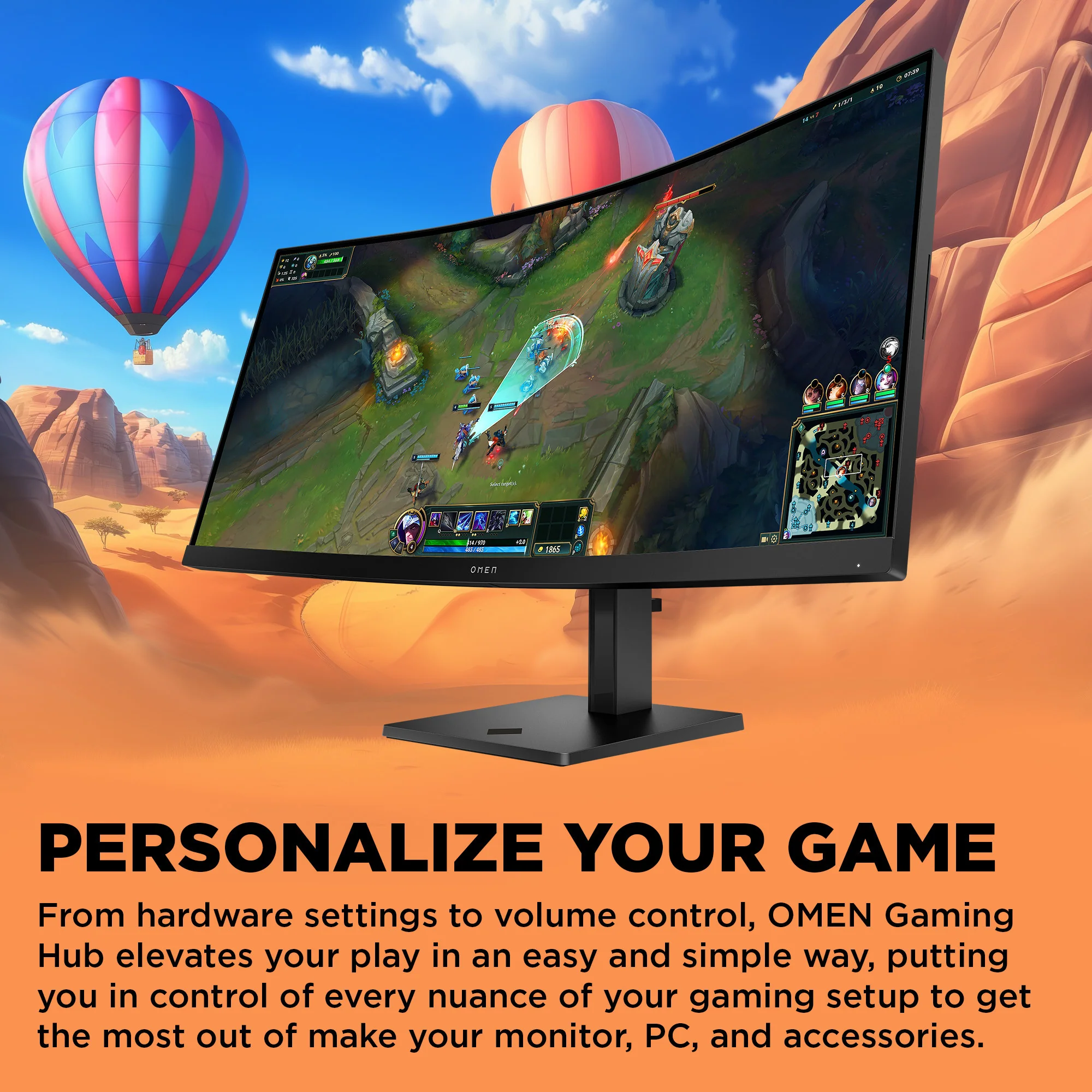 OMEN 34 inch WQHD 180Hz Curved Gaming Monitor - OMEN 34c G2, 180 Hz, 99% sRGB; 95% Display P3, VA; LCD, No integrated camera, HP Eye Ease (Eyesafe® certified) - Image 6