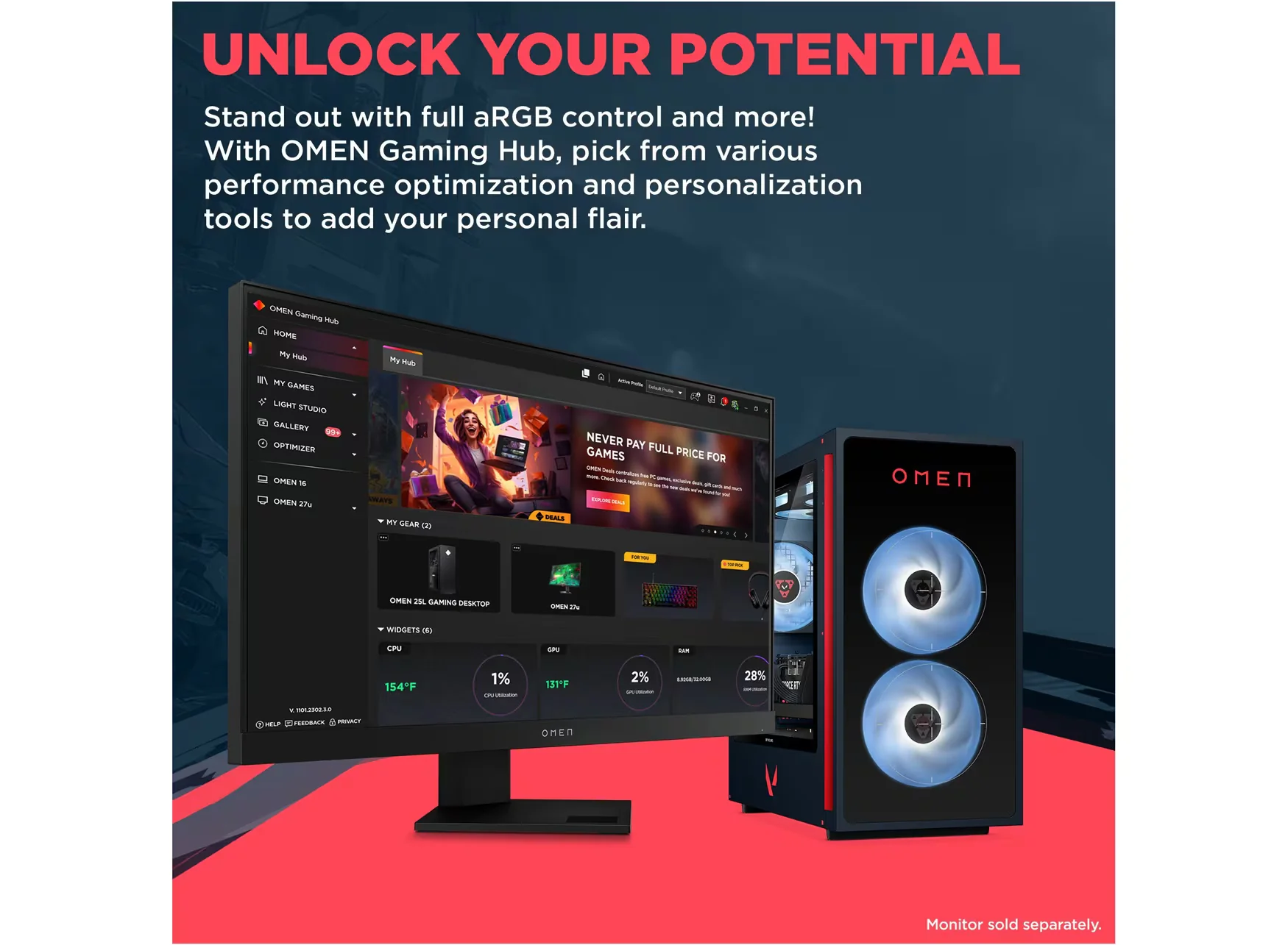 OMEN 35L Gaming Desktop GT16-0120na PC, Windows 11 Home, Intel® Core™ i7, 32GB RAM, 1TB SSD, NVIDIA® GeForce RTX™ 5060, Navy - Image 4