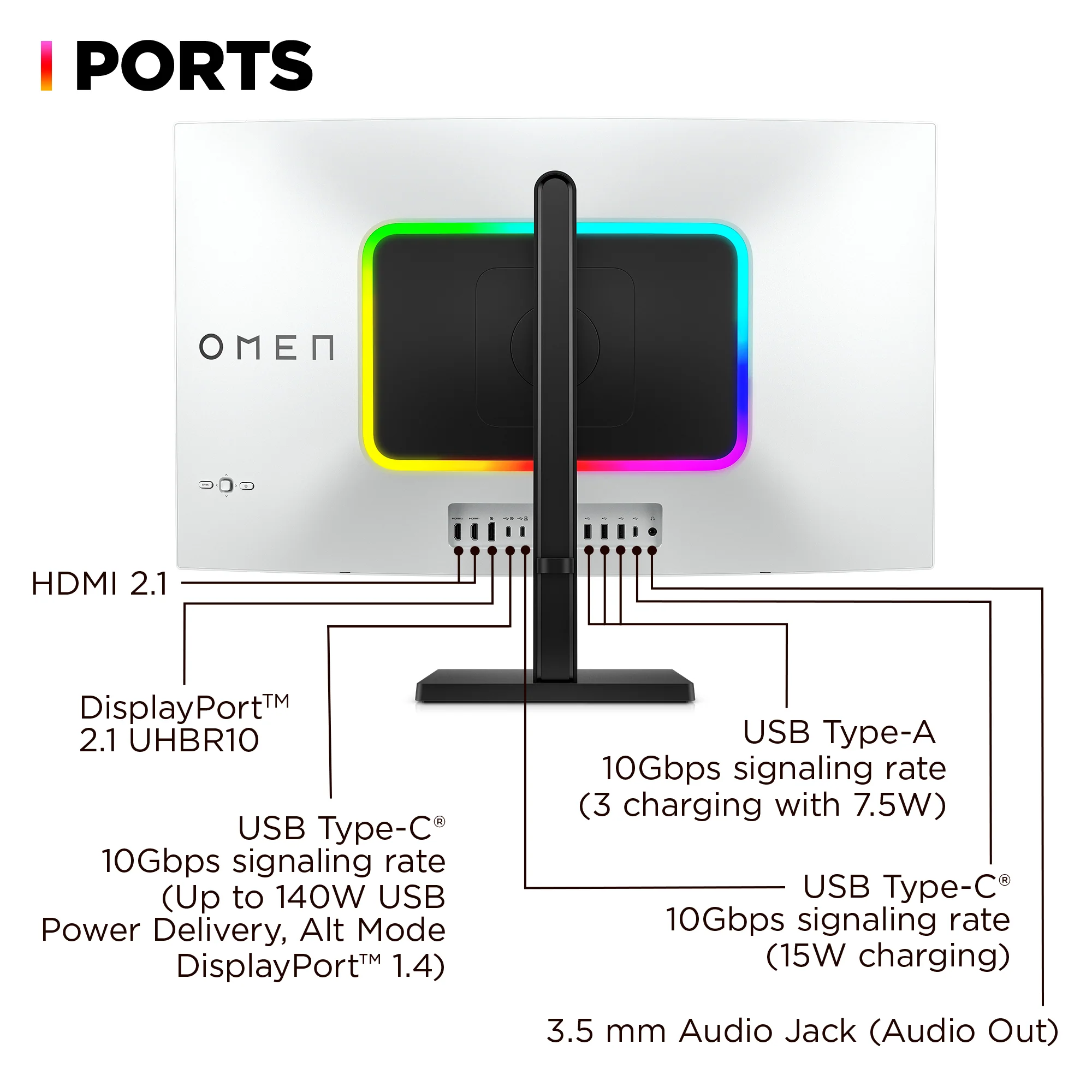 OMEN Transcend 31.5 inch UHD 240Hz OLED Gaming Monitor - OMEN Transcend 32, 240 Hz, 100% sRGB; 100% BT.709; 80% BT.2020; 99% Display P3; 97.5% Adobe RGB, QD-OLED, No integrated camera, HP Eye Ease (Eyesafe® certified) - Image 11