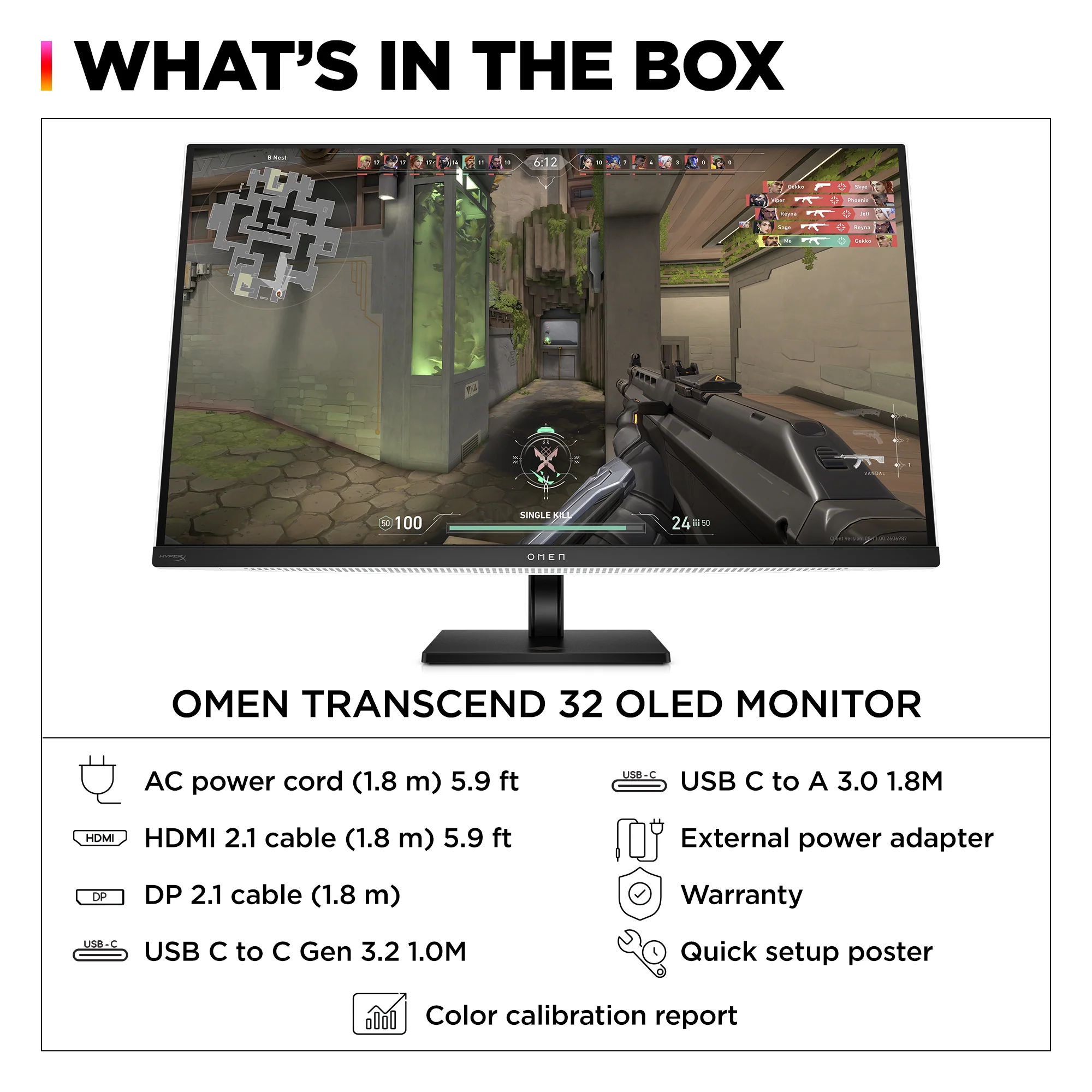OMEN Transcend 31.5 inch UHD 240Hz OLED Gaming Monitor - OMEN Transcend 32, 240 Hz, 100% sRGB; 100% BT.709; 80% BT.2020; 99% Display P3; 97.5% Adobe RGB, QD-OLED, No integrated camera, HP Eye Ease (Eyesafe® certified) - Image 12